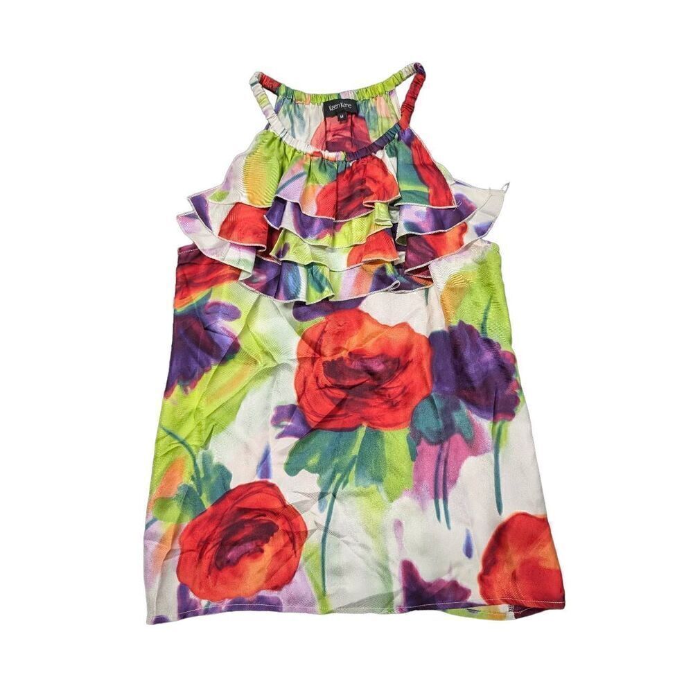 Karen Kane Silk Rose Petal Multicolor Top Women's Medium